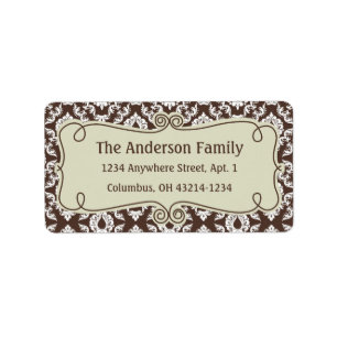 Christmas 9 : Damask Design 9 Return Address Label