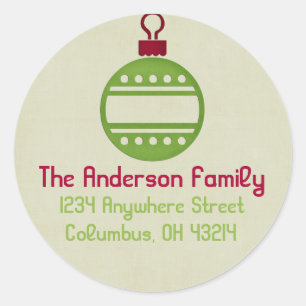 Christmas 9 : Ornament 1 Round Return Address Classic Round Sticker