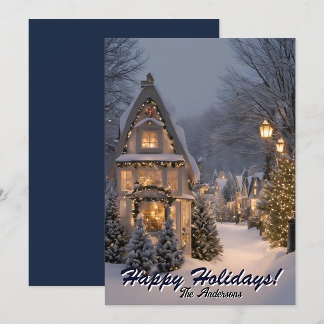 Christmas 9 Village, Happy Holidays,Christmas card (Front/Back)