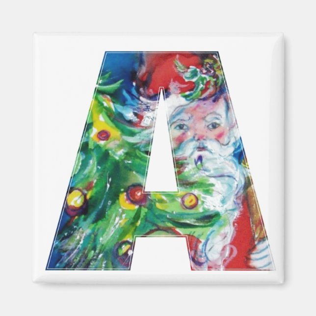 CHRISTMAS A LETTER / SANTA WITH CHRISTMAS TREE MAGNET (Front)