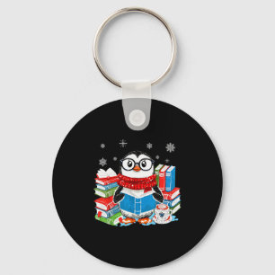 Christmas A Penguin Reading Book Snowflake Cocoa H Keychain
