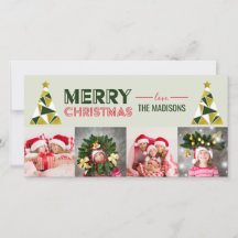 Christmas Abstract Pine Tree Photo Collage Card