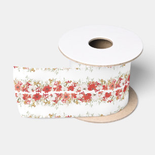 christmas abundance elegant red botanical foliage satin ribbon