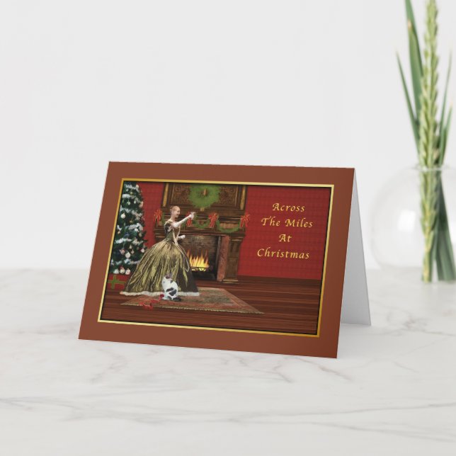 Christmas, Across the Miles, Old Fashioned Holiday Card (Front)