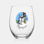 Christmas Add The Date Skiing Snowman Woolly Hat Stemless Wine Glass<br><div class="desc">Give a practical memento to your Christmas party guests with a stylish glass,  featuring an over excited snowman with a carrot nose,  dashing downhill through the snow on skis,  in woolly winter hat and tartan scarf. Use "Personalize this template" to change the "Christmas 2024" text if desired.</div>