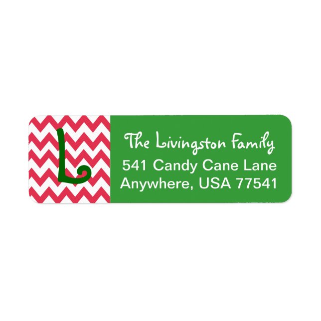 Christmas Address Labels- Chevron Monogram (Front)