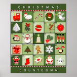 Christmas Advent Calendar Poster<br><div class="desc">Festive Christmas Countdown Advent Calendar decor featuring 25 Christmas images.  Edit or add text to personalize.</div>