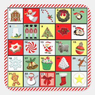 Christmas Advent Calendar Square Sticker