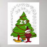 Christmas Advent Calendar with Elf & Tree Poster<br><div class="desc">One of Santa's elves stands happily in front of the tree with a candle to light the way and a candy cane to snack on while the children enjoy colouring in the numbers on this advent calendar poster until Christmas Day arrives.</div>