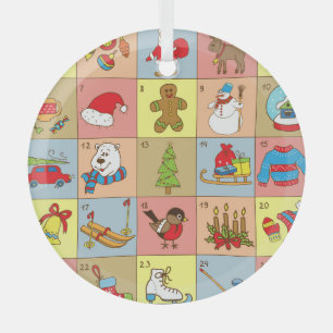 Christmas Advent: Doodle Element Collection Glass Ornament