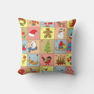 Christmas Advent: Doodle Element Collection Throw Pillow