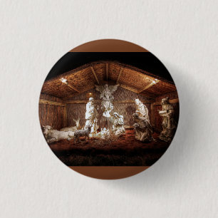 Christmas Advent Jesus Nativity Manger Scene 1 Inch Round Button
