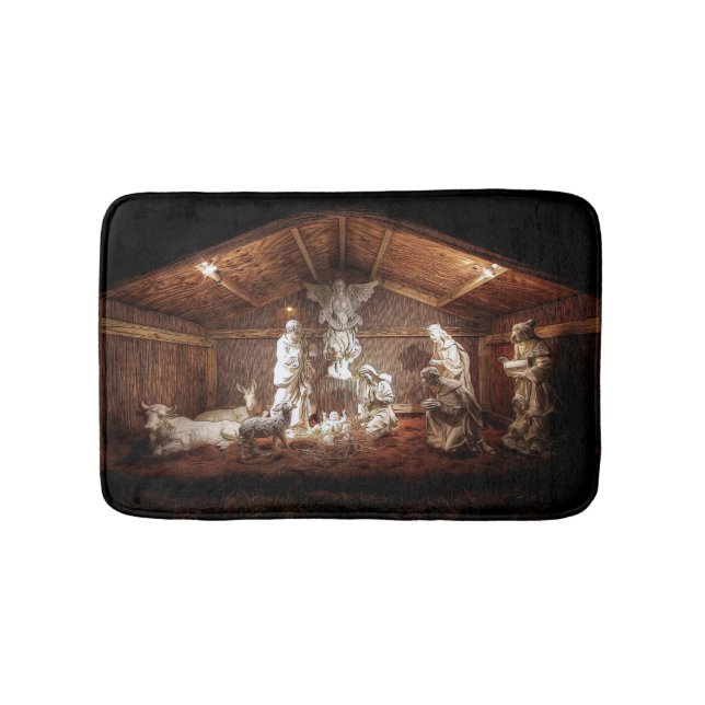 Christmas Advent Jesus Nativity Manger Scene Bath Mat (Front)