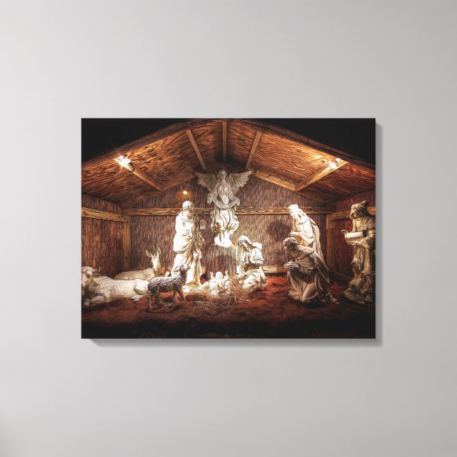 Christmas Advent Jesus Nativity Manger Scene Canvas Print (Front)