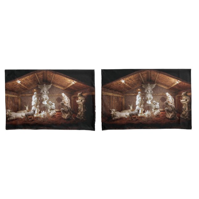 Christmas Advent Jesus Nativity Manger Scene Pillowcase (Front-Set)