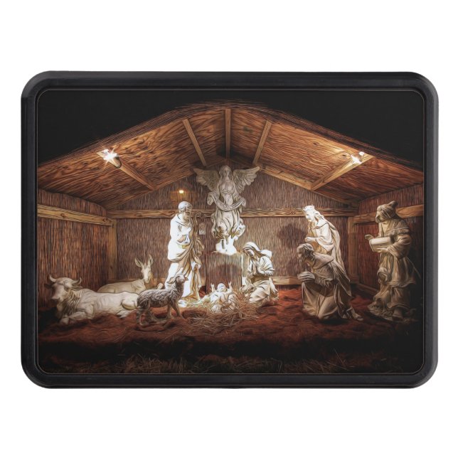 Christmas Advent Jesus Nativity Manger Scene Trailer Hitch Cover (Front)