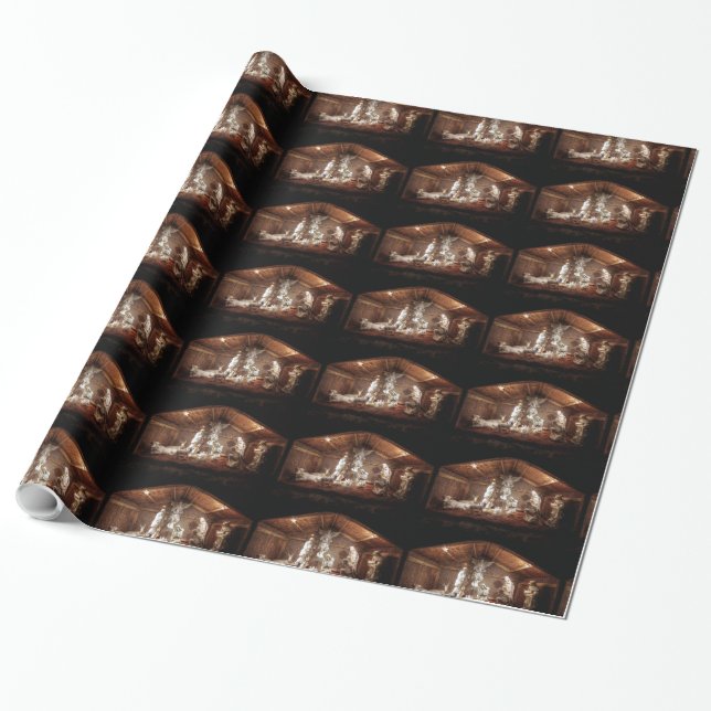 Christmas Advent Jesus Nativity Manger Scene Wrapping Paper (Unrolled)