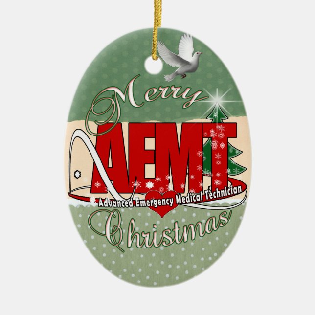 CHRISTMAS AEMT Advanced Emergency Medical Tech Ceramic Ornament (Front)