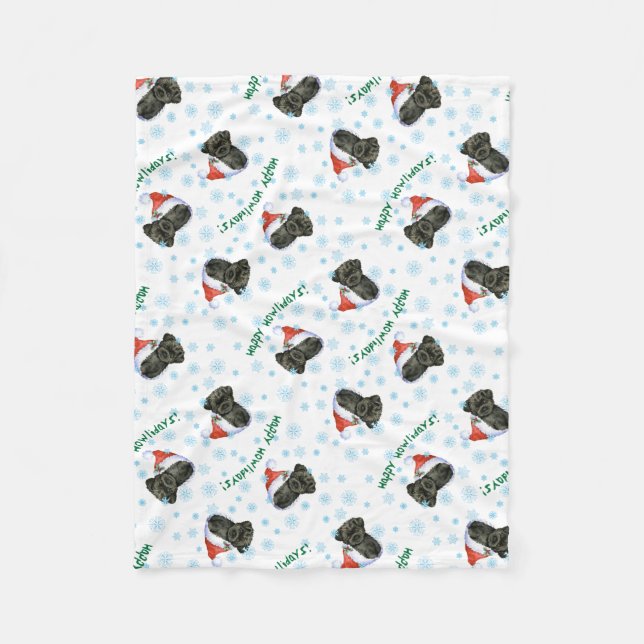 Christmas Affenpinscher Fleece Blanket (Front)