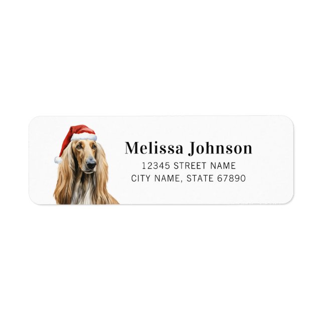 Christmas Afghan Hound Dog Return Address Labels (Front)