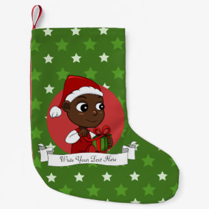 Christmas African American baby cartoon  Small Chr Stocking