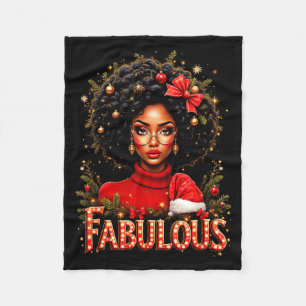 Christmas African American Melanin Afro Sleigh Que Fleece Blanket