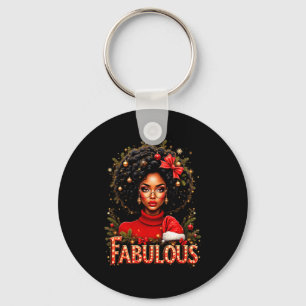 Christmas African American Melanin Afro Sleigh Que Keychain
