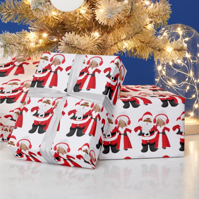 Christmas African American Santa Mrs. Claus Wrapping Paper (Holidays)