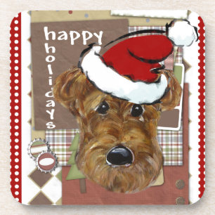 CHRISTMAS AIREDALE COASTER