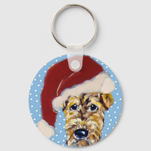 Christmas Airedale Keychain