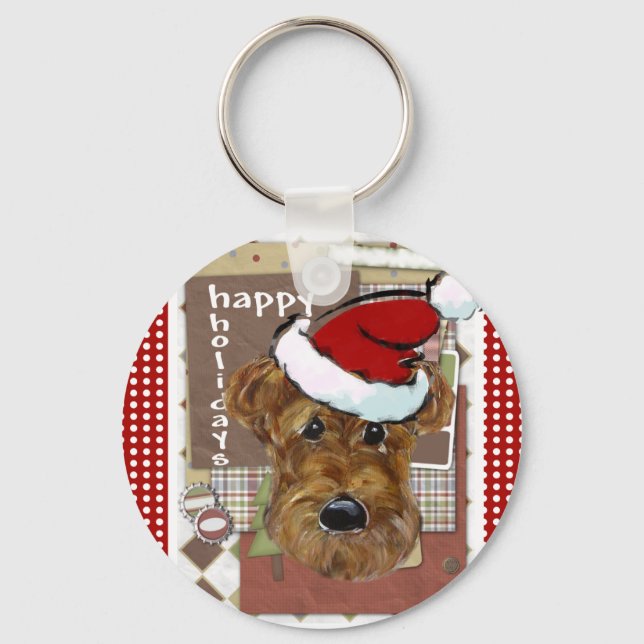 CHRISTMAS AIREDALE KEYCHAIN (Front)