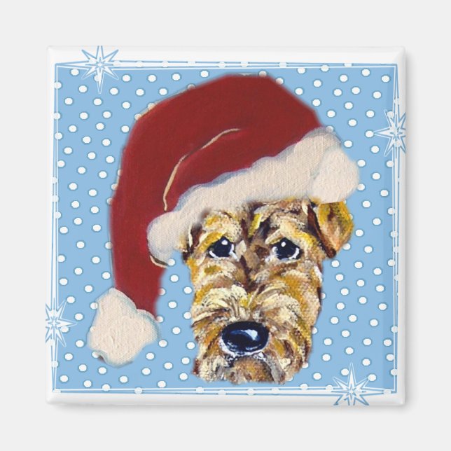 Christmas Airedale Magnet (Front)