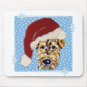 Christmas Airedale Mouse Pad