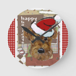 CHRISTMAS AIREDALE ROUND CLOCK