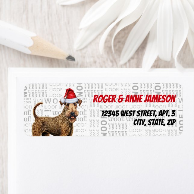 Christmas Airedale Terrier Dog Adresse de vacances (En situation)
