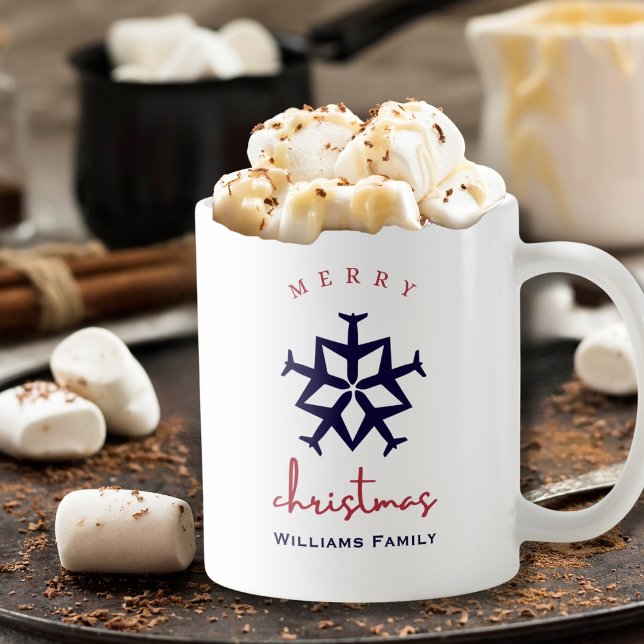Christmas Airplane Snowflake Minimalist Aviation f Coffee Mug (Creator Uploaded)
