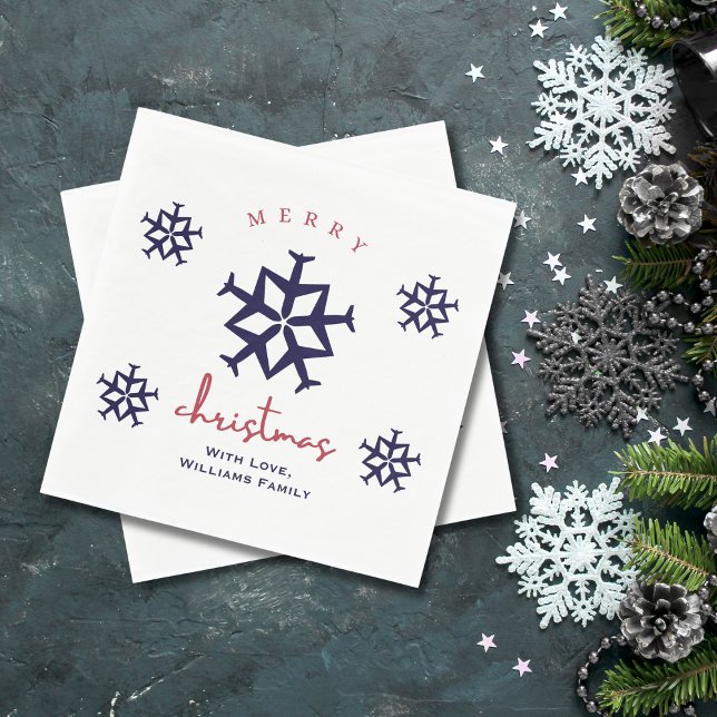 Christmas Airplane Snowflake Minimalist Aviation Napkin (Creator Uploaded)