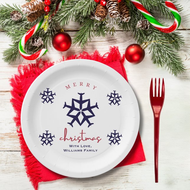 Christmas Airplane Snowflake Minimalist Aviation Paper Plate (Creator Uploaded)