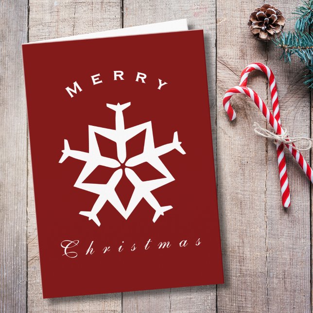 Christmas Airplane Snowflake Photo Funny Aviation Card (Creator Uploaded)