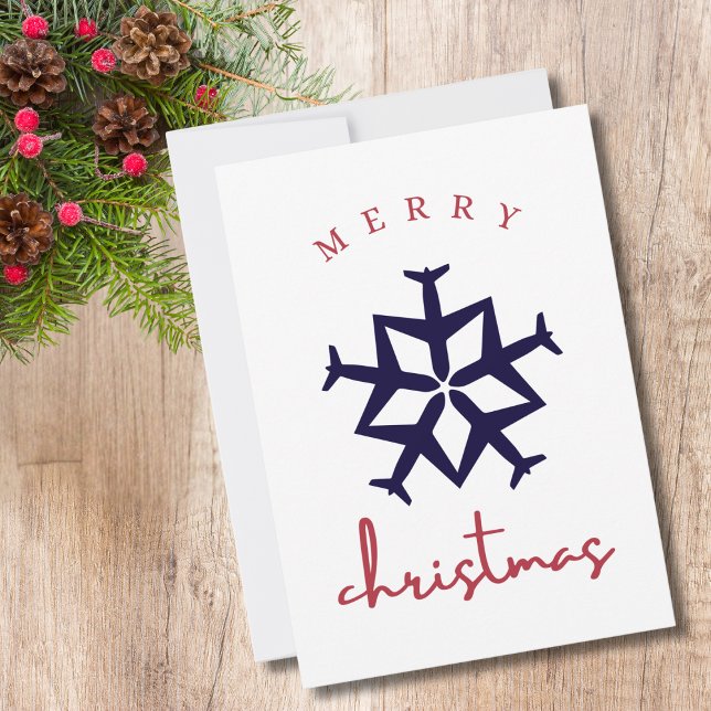 Christmas Airplane Snowflake Photo Funny Aviation  Holiday Card (Creator Uploaded)