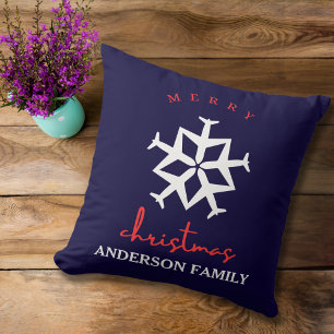 Christmas Airplane Snowflake Photo Funny Aviation  Throw Pillow