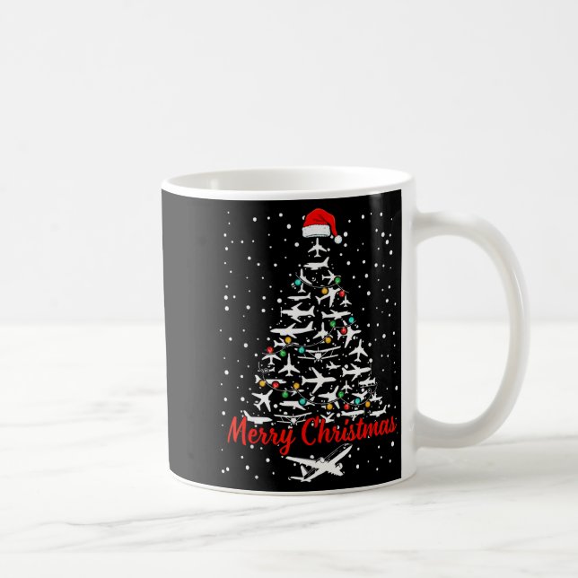 Christmas Airplanes Tree Lots Merry Christmas Men  Coffee Mug (Right)
