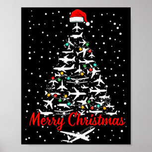 Christmas Airplanes Tree Lots Merry Christmas Men  Poster