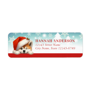 Christmas Akita Dog Return Address Labels