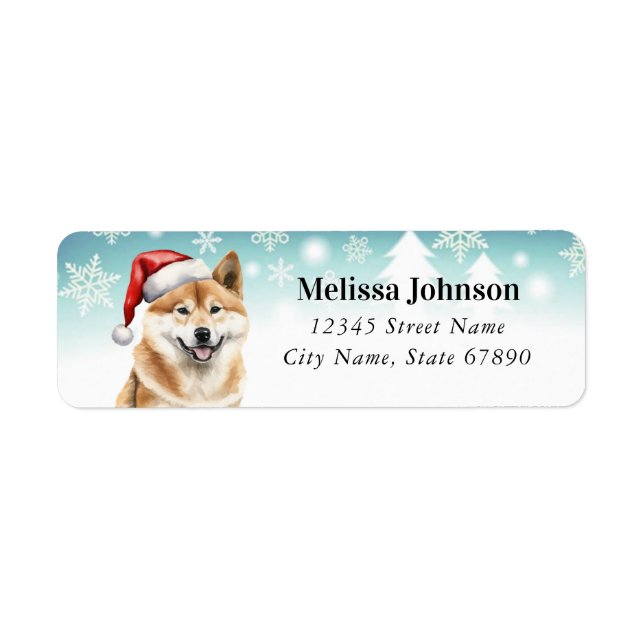 Christmas Akita Dog Return Address Labels (Front)