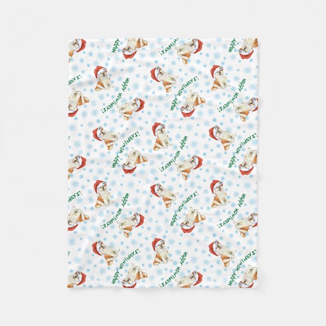 Christmas Akita Fleece Blanket (Front)