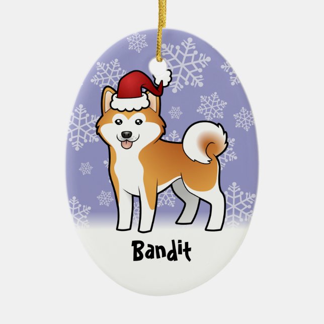 Christmas Akita Inu / Shiba Inu (add pets name) Ceramic Ornament (Front)