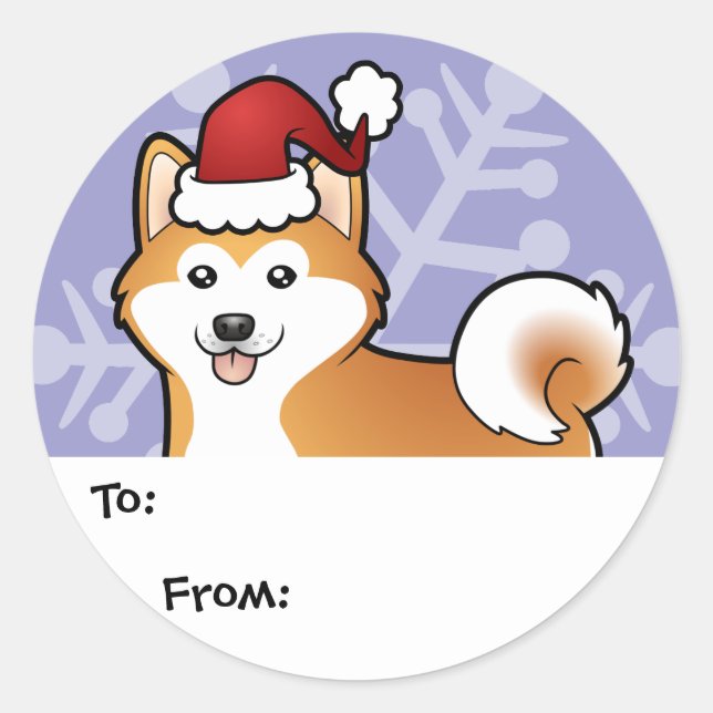 Christmas Akita Inu / Shiba Inu Classic Round Sticker (Front)