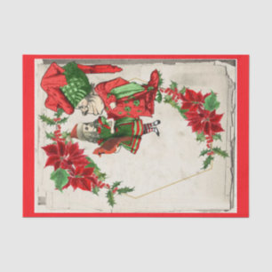 Christmas Alice in Wonderland Red Poinsettia Tissue Paper