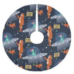 christmas alien yeti sasquatch bigfoot brushed polyester tree skirt